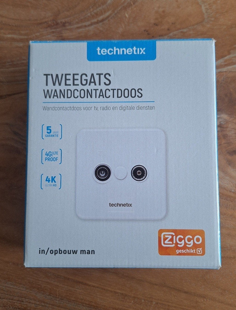 Ziggo en CAIWAY certified coax wandcontactdoos NIEUW, Ophalen of Verzenden, Nieuw, Minder dan 2 meter, Coaxiale kabel