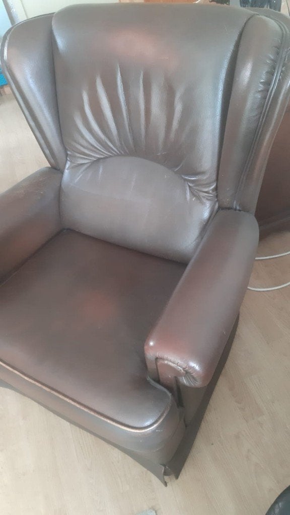 GRATIS leren fauteuil 80x80 zitting 55 hoog rug 97 hoog, Huis en Inrichting, Fauteuils, Ophalen, Gebruikt, 75 tot 100 cm, Leer