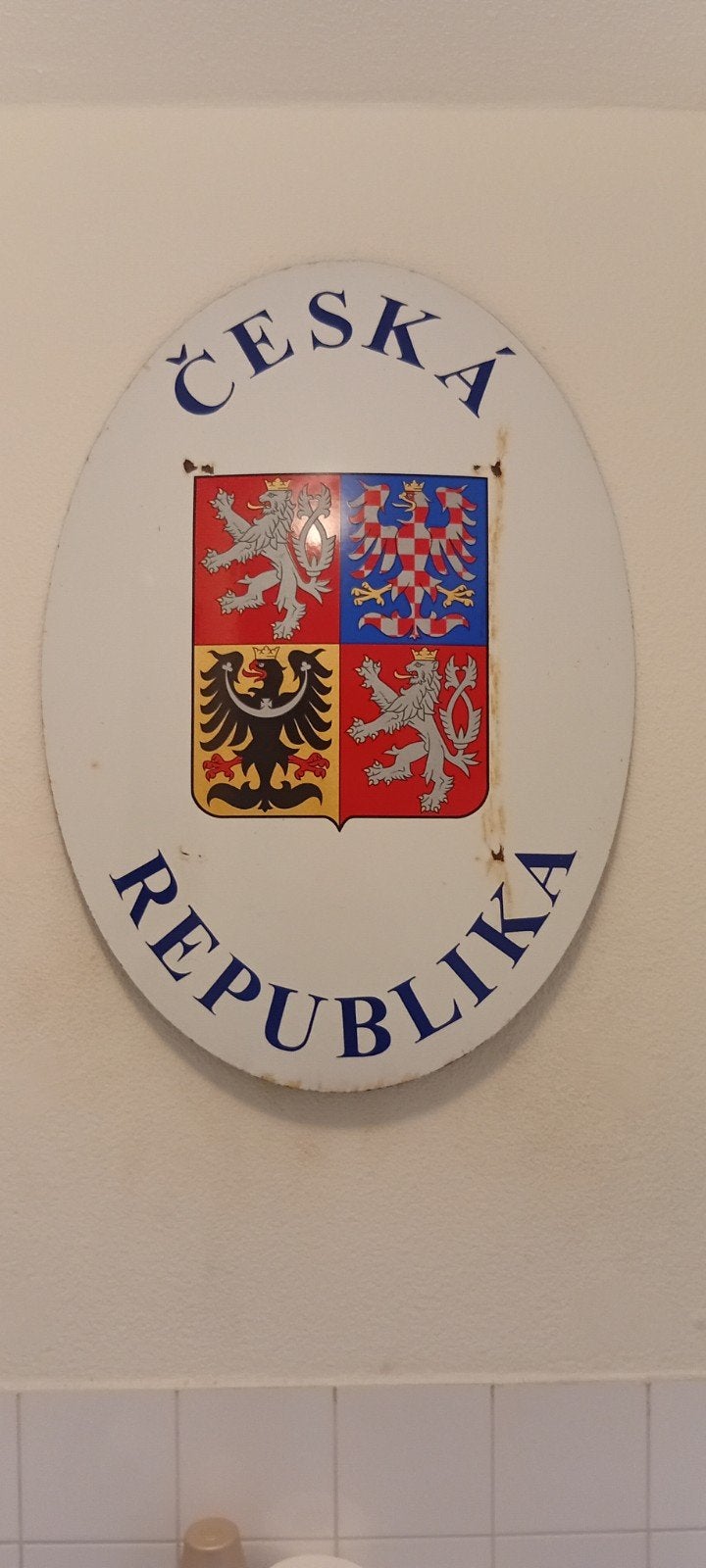 Emaille Grensbord Tsjechië - Česká Republika, Antiek en Kunst, Ophalen of Verzenden