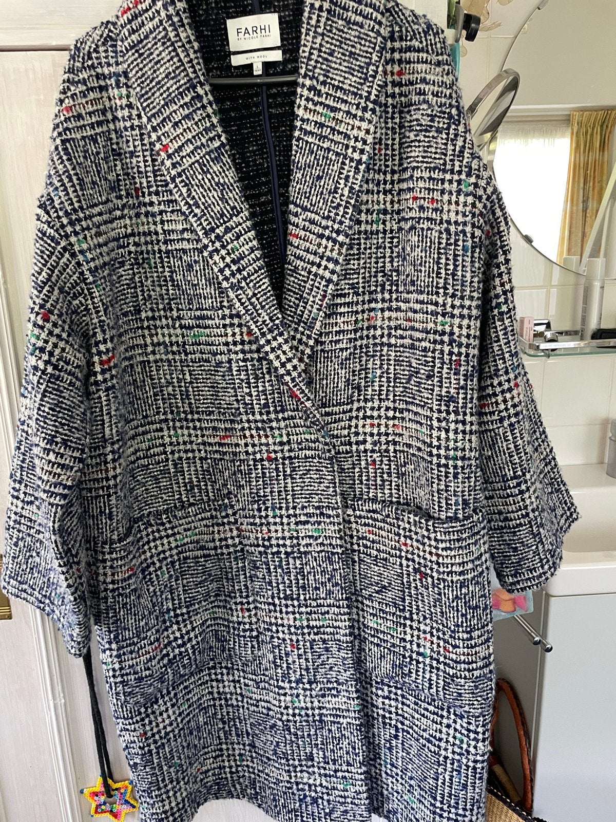 Leuke tweed winterjas van Farhi by Nicole Farhi, Ophalen of Verzenden, Gedragen, Maat 38/40 (M), Meerkleurig