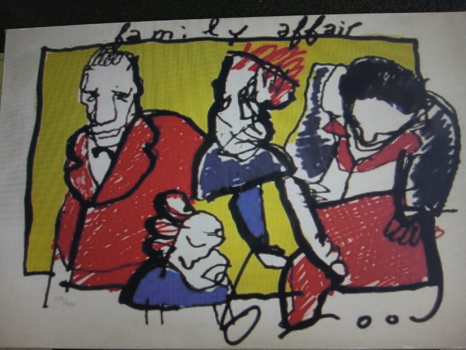 Herman Brood - Family Affair - Groot Canvas Schilderij, Figuren, Op houten frame, Ophalen of Verzenden, Print