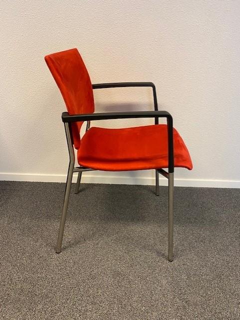 Vergaderstoelen Casala Feniks rood 4-poots stapelbaar 8x, Niet ingevuld, Gebruikt, Stof, Niet ingevuld