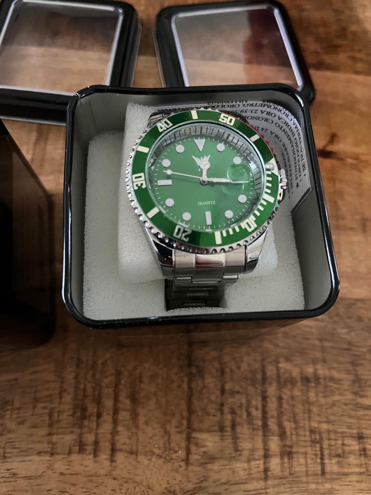 ️ Mooie herenhorloge – groen/zilver ️, Ophalen of Verzenden, Zo goed als nieuw, Staal, Overige merken