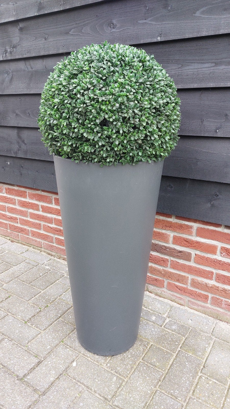 Grote ELHO dubbelwandige bloempot met buxusbol, Tuin en Terras, Bloempotten, Kunststof, Gebruikt, 70 cm of meer, Ophalen