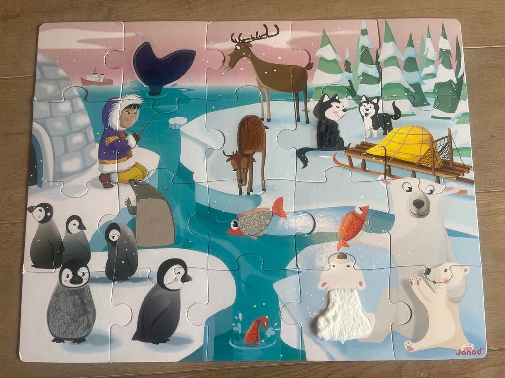 Janod voelpuzzel noordpool, Ophalen of Verzenden, 10 tot 50 stukjes, Zo goed als nieuw, 2 tot 4 jaar