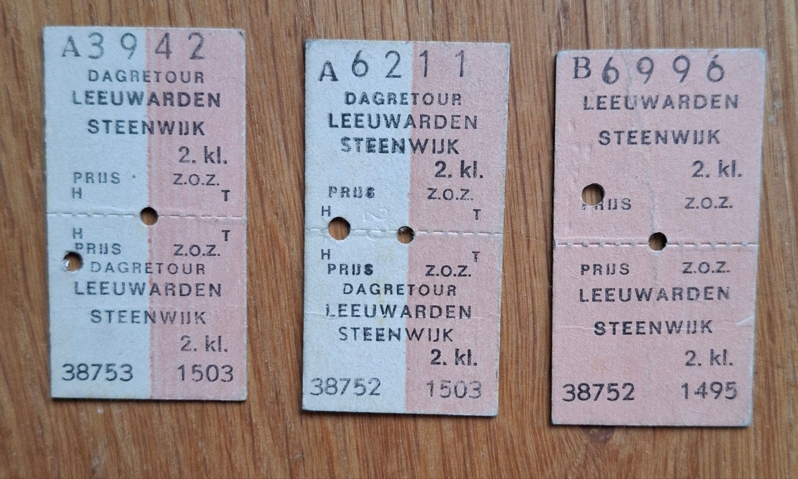 3x NS dagretour Leeuwarden-Steenwijk uit 1974, Ophalen of Verzenden, Gebruikt, Trein, Overige typen