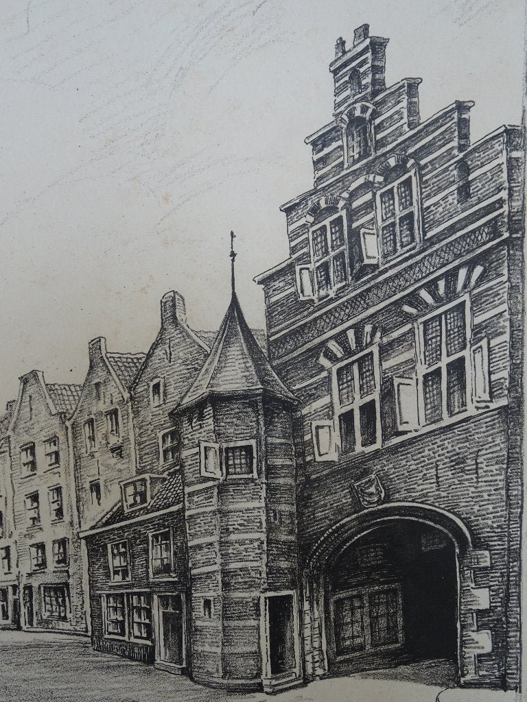litho Kerkboog te Nijmegen Stevenskerk Hansbert of Hans Berk, Antiek en Kunst, Origineel, Verzenden, Overige onderwerpen, Lithografie