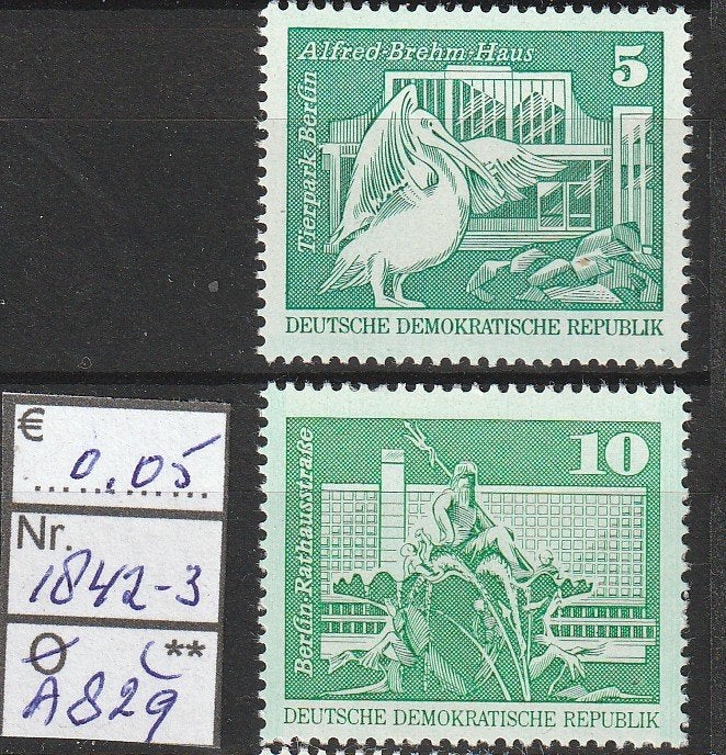 DDR Freimarken (Groot) Michel 1842-3 Nr.A829p, Postzegels en Munten, Verzenden, DDR, Postfris