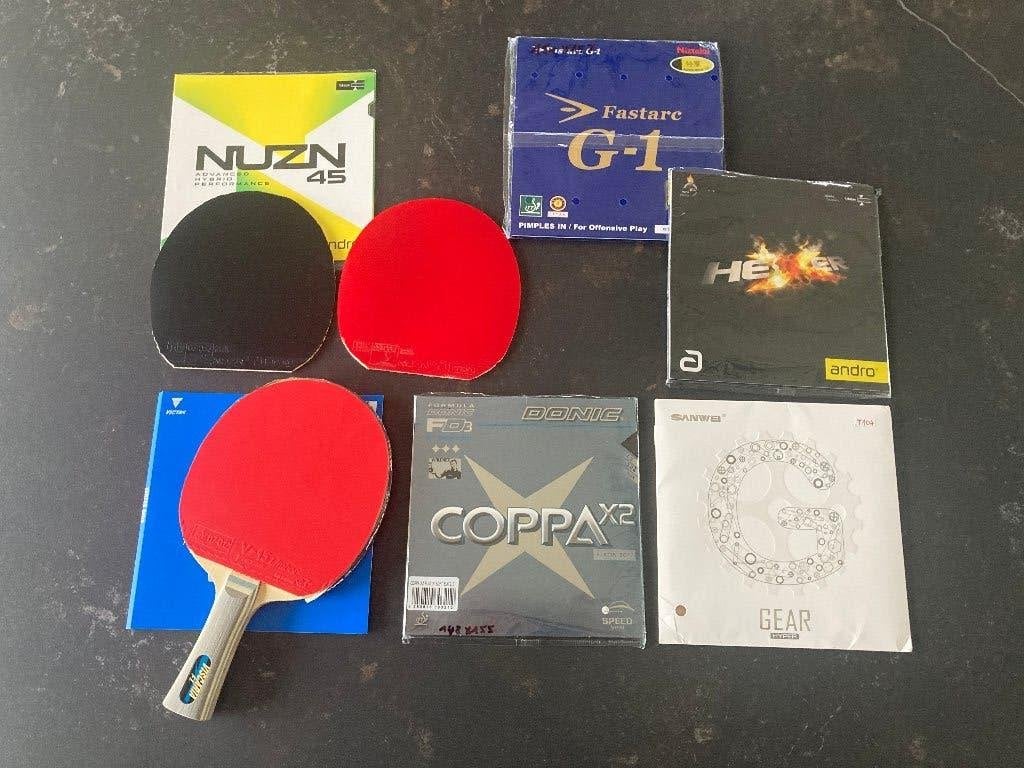 Tafeltennis lot (Butterfly Viscaria en rubbers), Sport en Fitness, Verzenden, Zo goed als nieuw, Net, Batje(s) of Balletje(s)