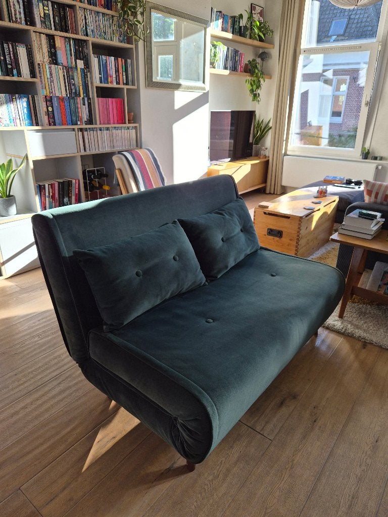 Slaapbank / sofa bed / futon, Ophalen, Tweepersoons, 190 cm of minder, Zo goed als nieuw