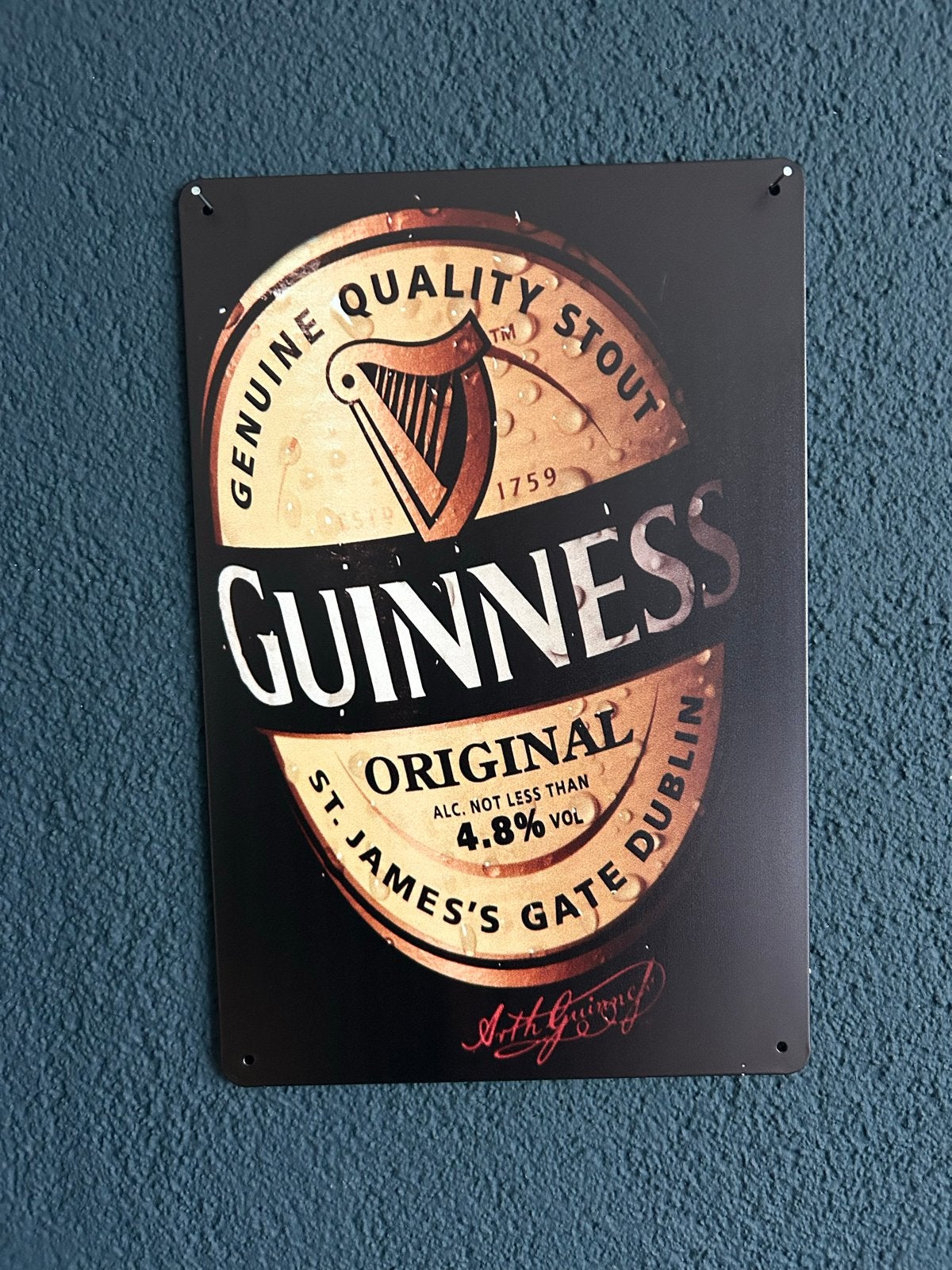 Guinness Metalen Bord 20x30cm - Decoratief Reclamebord, Verzamelen, Ophalen of Verzenden, Zo goed als nieuw, Reclamebord