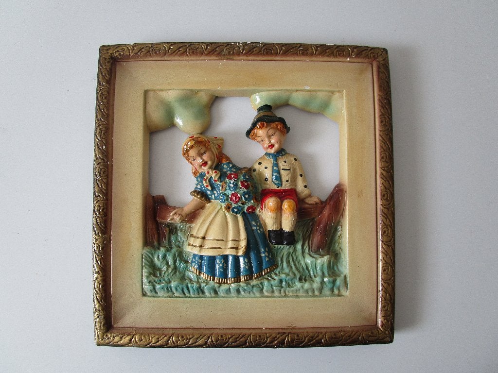 Reliefvoorstelling, wanddecoratie, gips. Vintage, Ophalen of Verzenden
