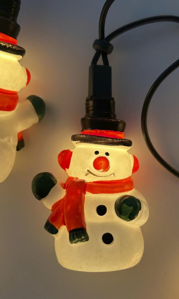 Vintage sneeuwman Kerstverlichting, Diversen, Kerst, Ophalen of Verzenden, Gebruikt