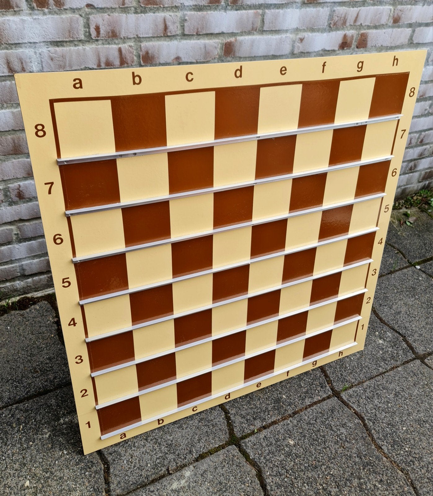 Groot vintage retro schaak-demobord 80x80 cm ter deco mooi, Een of twee spelers, Ophalen, Gebruikt