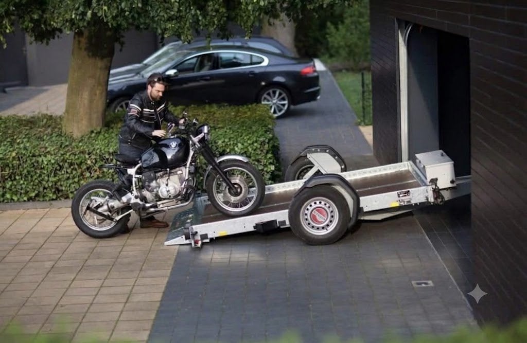Te huur Motortrailer | zinkbaar | acebikes steadystand, Aanhangwagen
