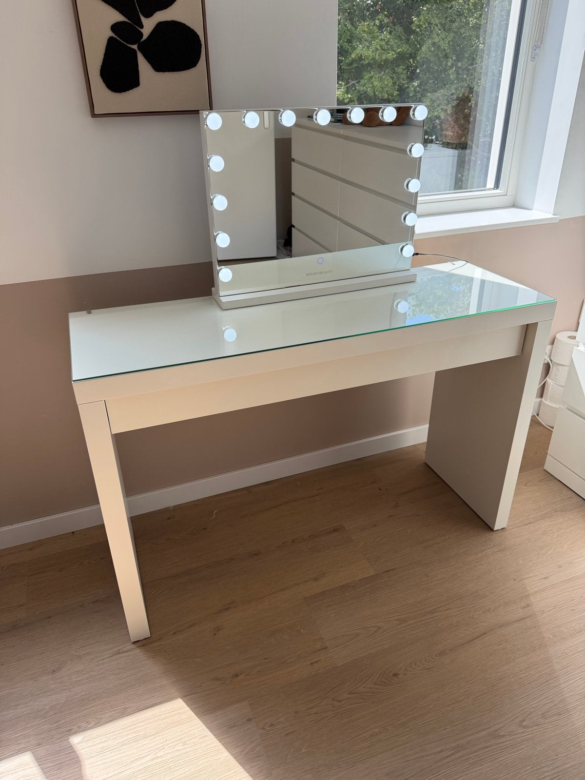 Make-up tafel met spiegel en 3 lichtstanden - Zo goed als ni, Ophalen, 50 tot 100 cm, Zo goed als nieuw, Minder dan 100 cm