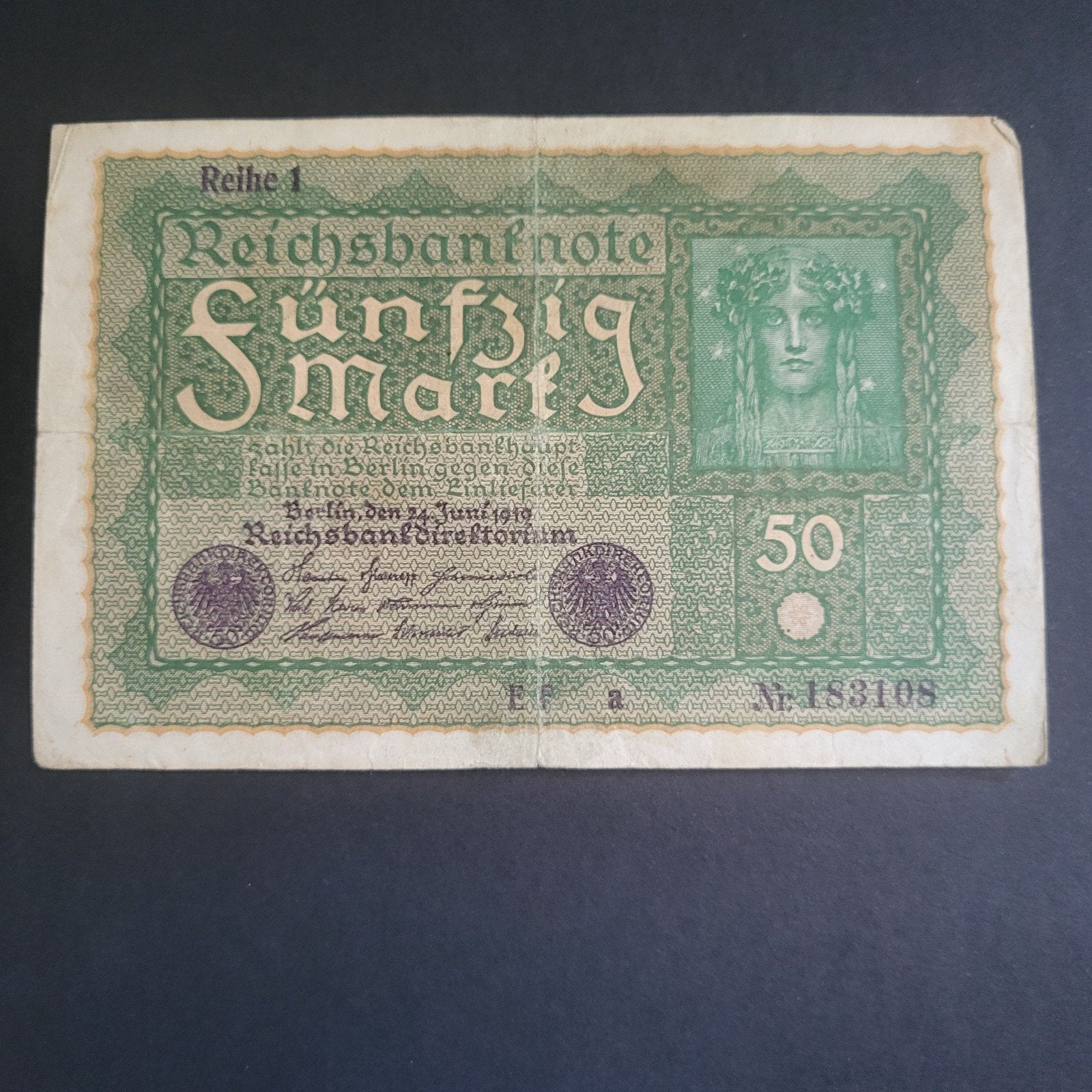 Duitsland 50 Mark Reichsbanknote 1919, Postzegels en Munten, Verzenden, Duitsland, Los biljet
