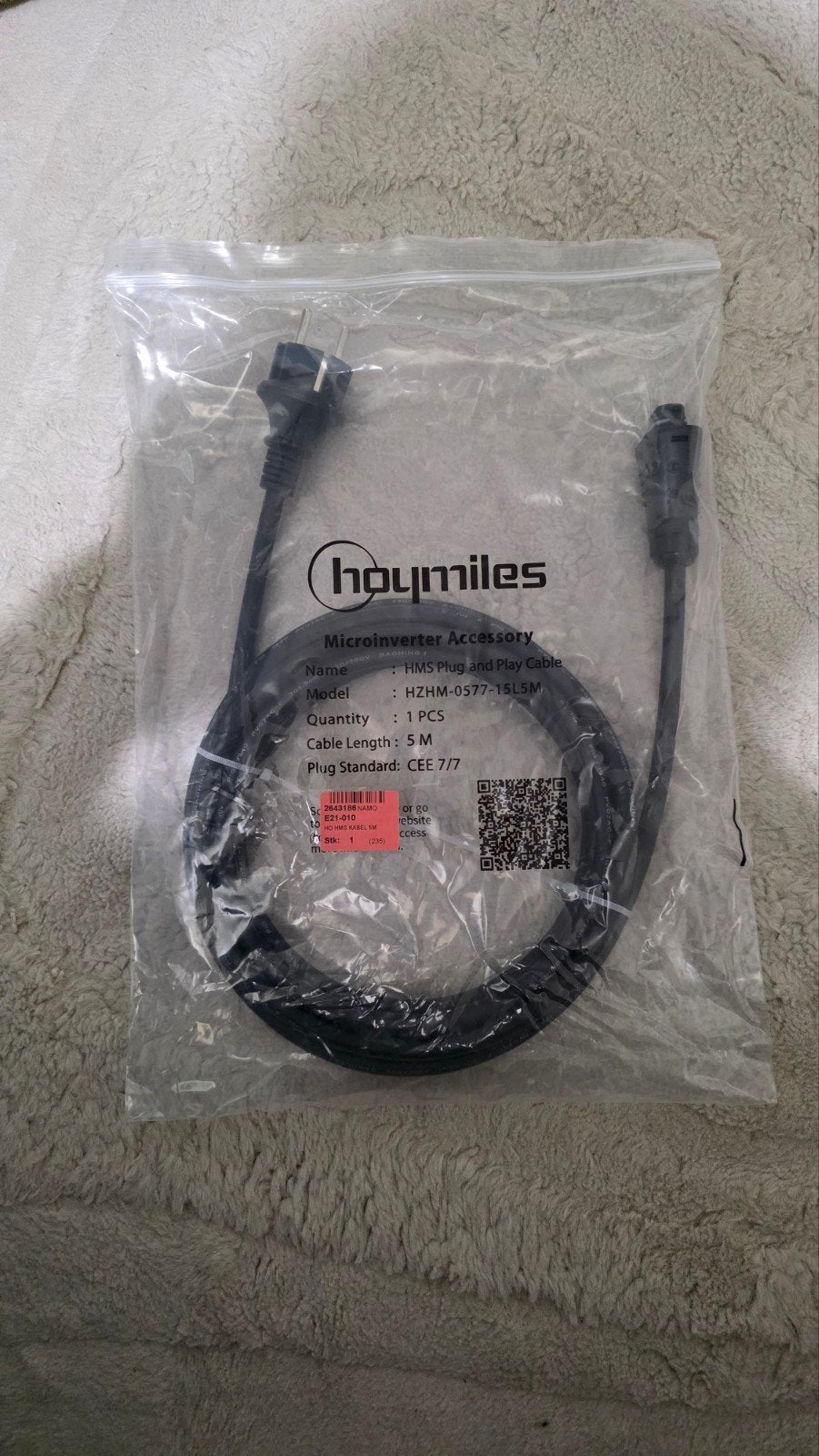 Nieuwe 5 meter Plug & Play Hoymiles HMS flexibele kabel, Ophalen of Verzenden, Nieuw, Stekker