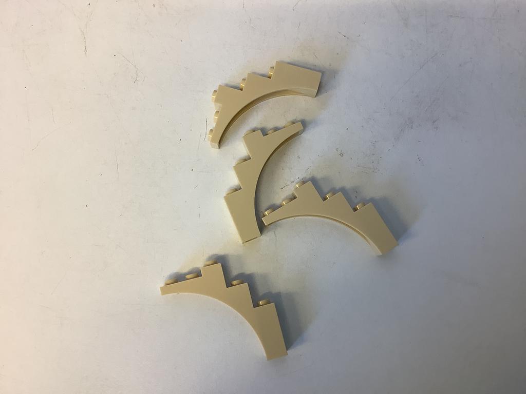 Lego halve boog 1x5x4 doorlopende boog beige (4), Ophalen of Verzenden, Gebruikt, Losse stenen, Lego