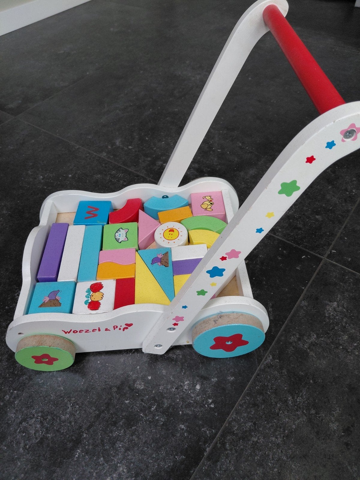 Loopwagen woezel en pip met blokken, Kinderen en Baby's, Speelgoed | Houten speelgoed, Ophalen, Duw- of Trekspeelgoed