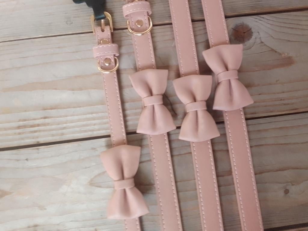 Partij van 4x flamingo Halsband met strik Nela Roze, 2250 olen, Flamingo, Ophalen of Verzenden, Hondenriem-accessoire