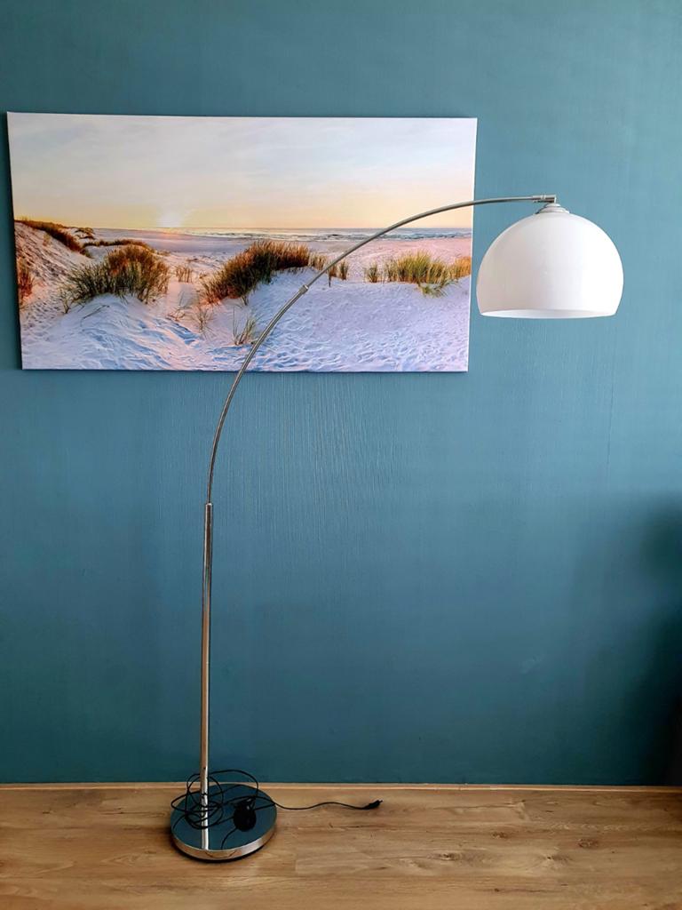 Booglamp met witte kap - Modern en stijlvol, Ophalen of Verzenden, Zo goed als nieuw, Modern, Metaal
