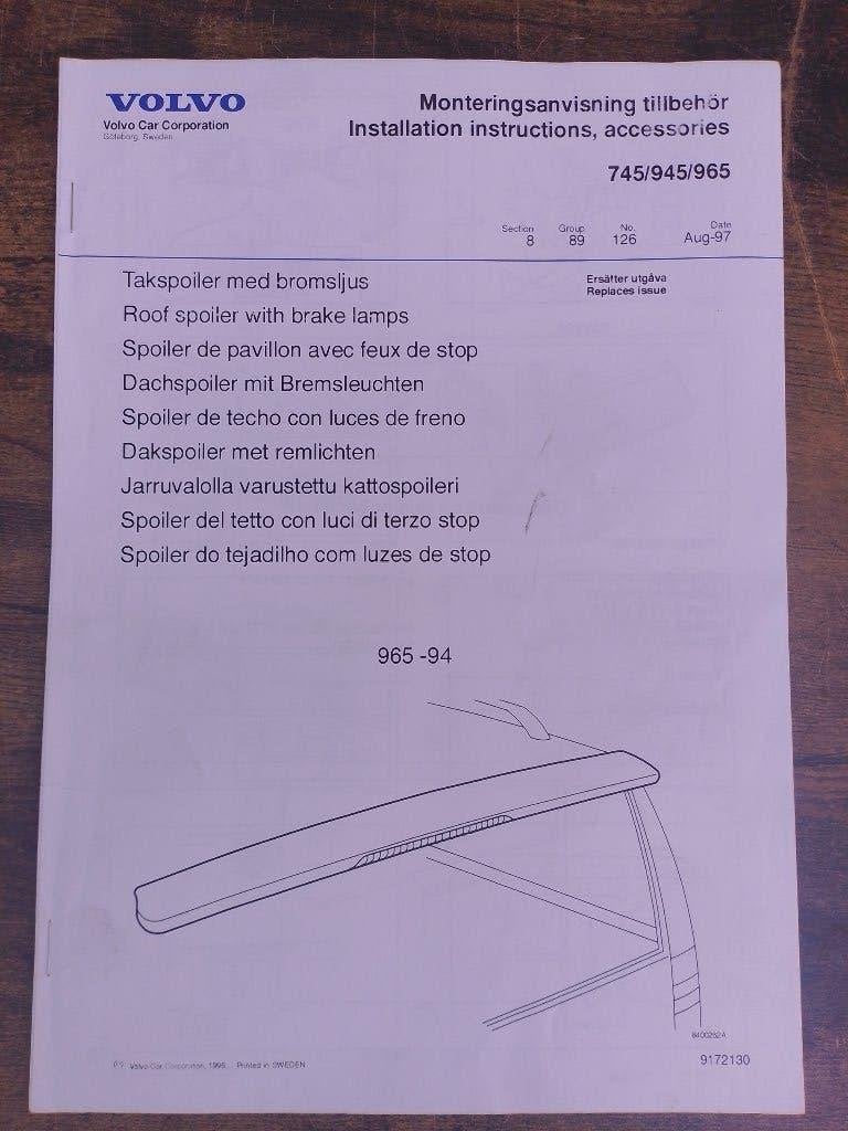 Volvo 7 + 9 serie dealer inbouw handleiding achterspoiler, Verzenden, Gelezen, Volvo