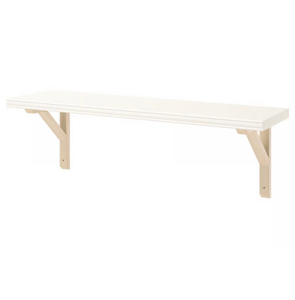 BERGSHULT / SANDSHULT Wandplank, wit/espenhout, 80x20 cm, Ophalen, Zo goed als nieuw