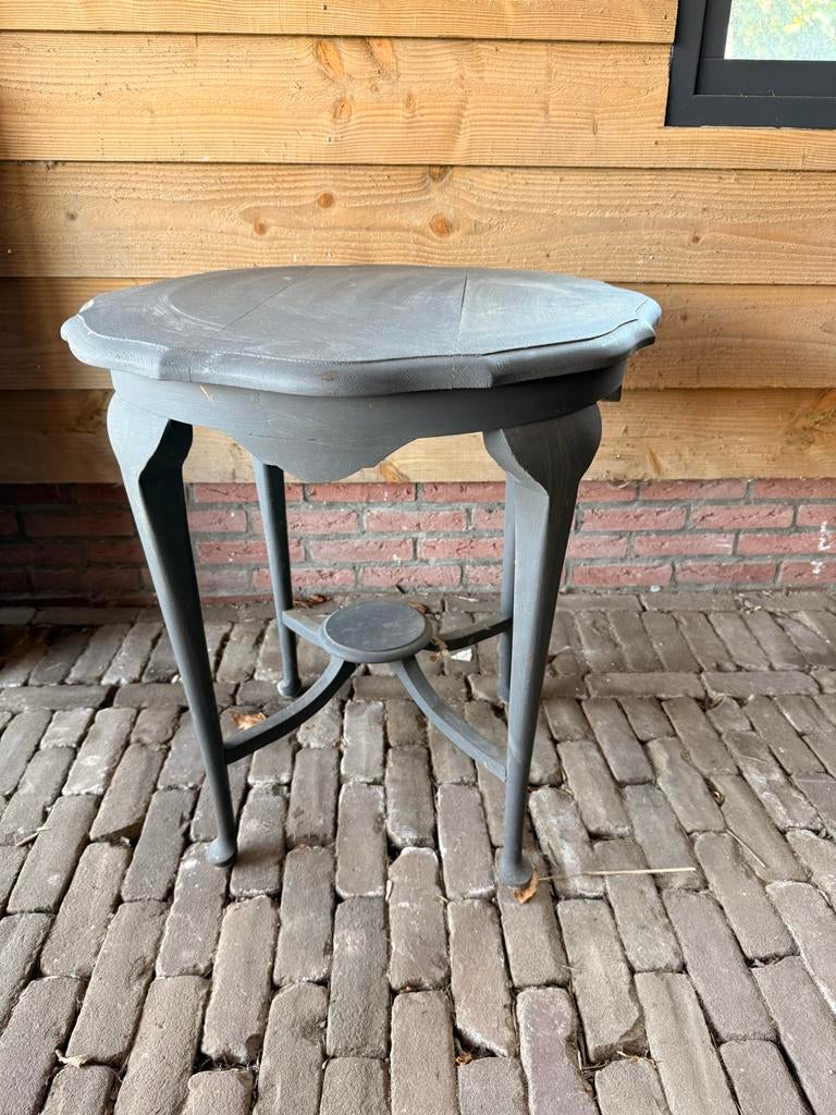 Ouderwets rond tafeltje, grijs geverfd, Antiek en Kunst, Ophalen