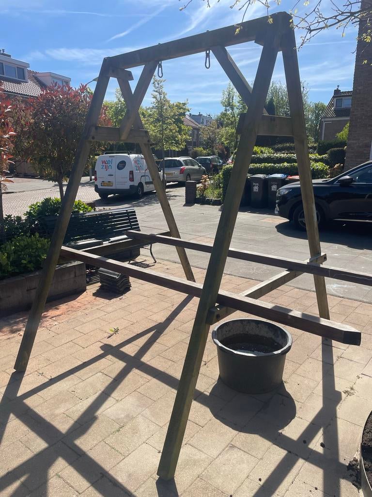 Stevig houten schommelrek voor de tuin, Ophalen of Verzenden, Gebruikt, Schommel