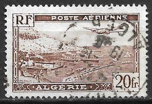 Algerije 1946 Luchtpost vliegtuig boven een haven, Ophalen of Verzenden, Overige landen, Gestempeld