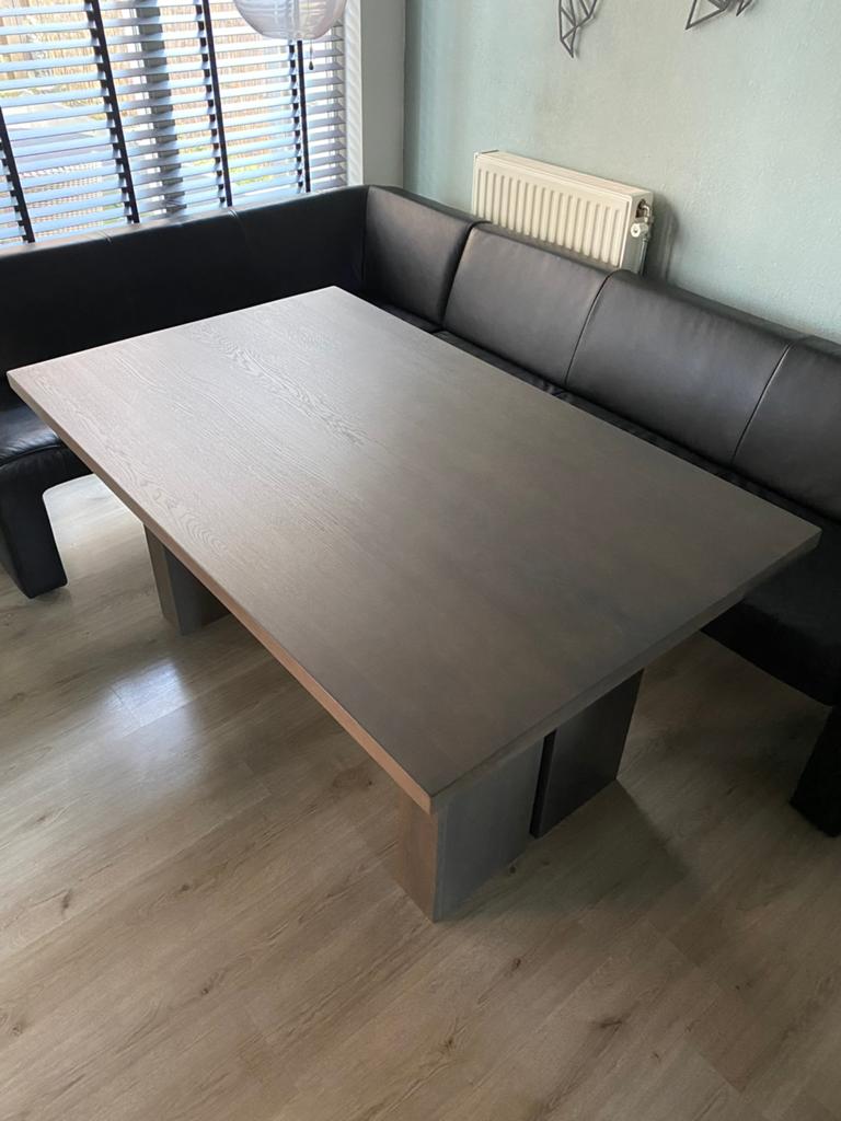 Eettafel hout antraciet 160x100 cm, Huis en Inrichting, Ophalen, 100 tot 150 cm, Zo goed als nieuw, Vijf personen of meer