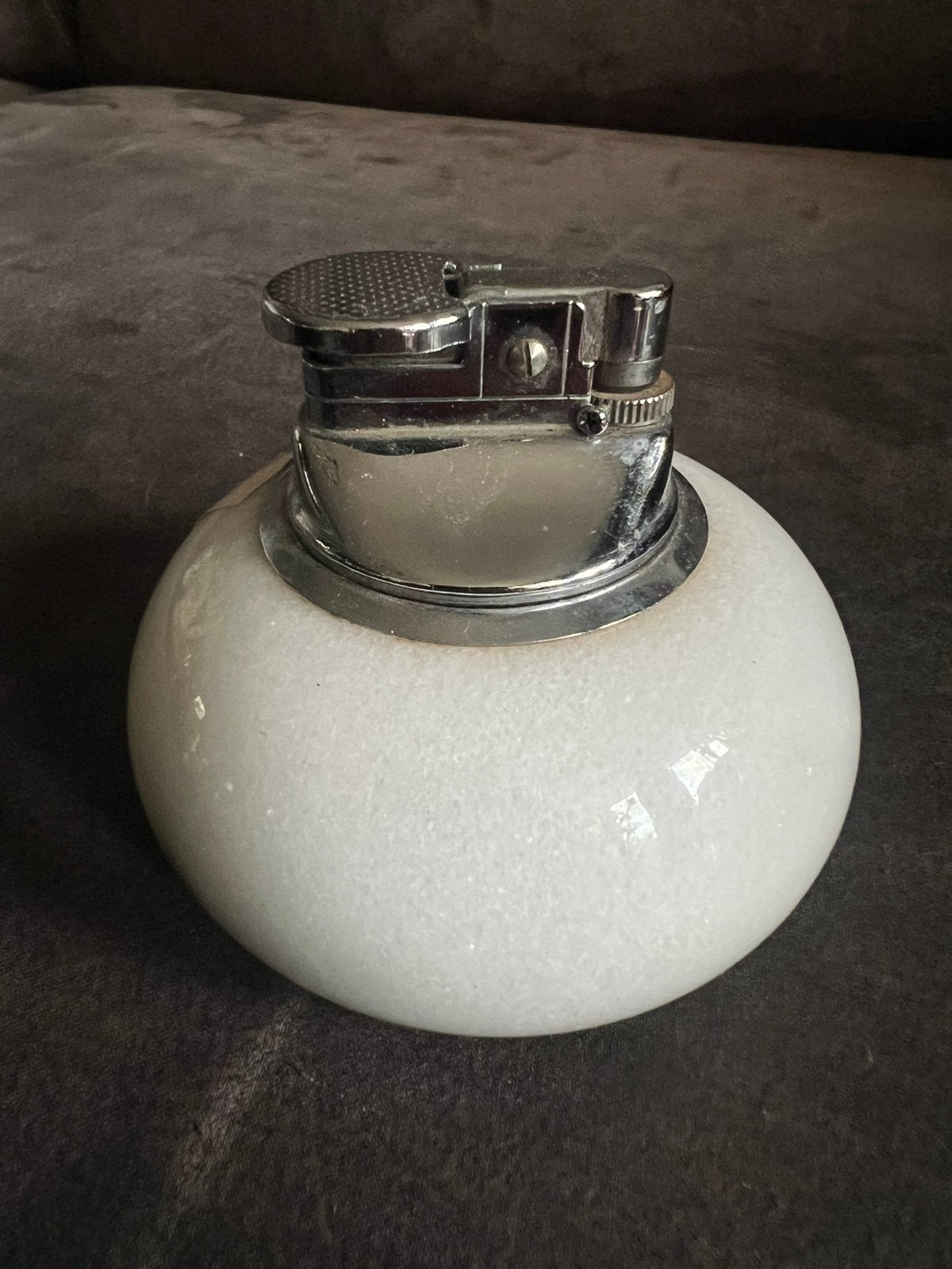 Vintage Tafelaansteker Wit Marmer met Chroom., Verzamelen, Ophalen of Verzenden, Zo goed als nieuw, Aansteker
