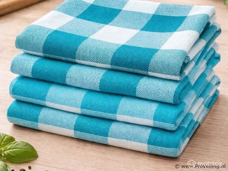 Online Veiling: 40x Keuken Theedoek Blauw, Nieuw