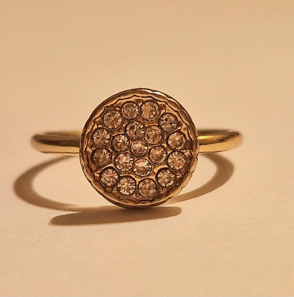 Fijne ring met steentjes -- Clusterring, Overige materialen, Met edelsteen, Ophalen of Verzenden, Zo goed als nieuw