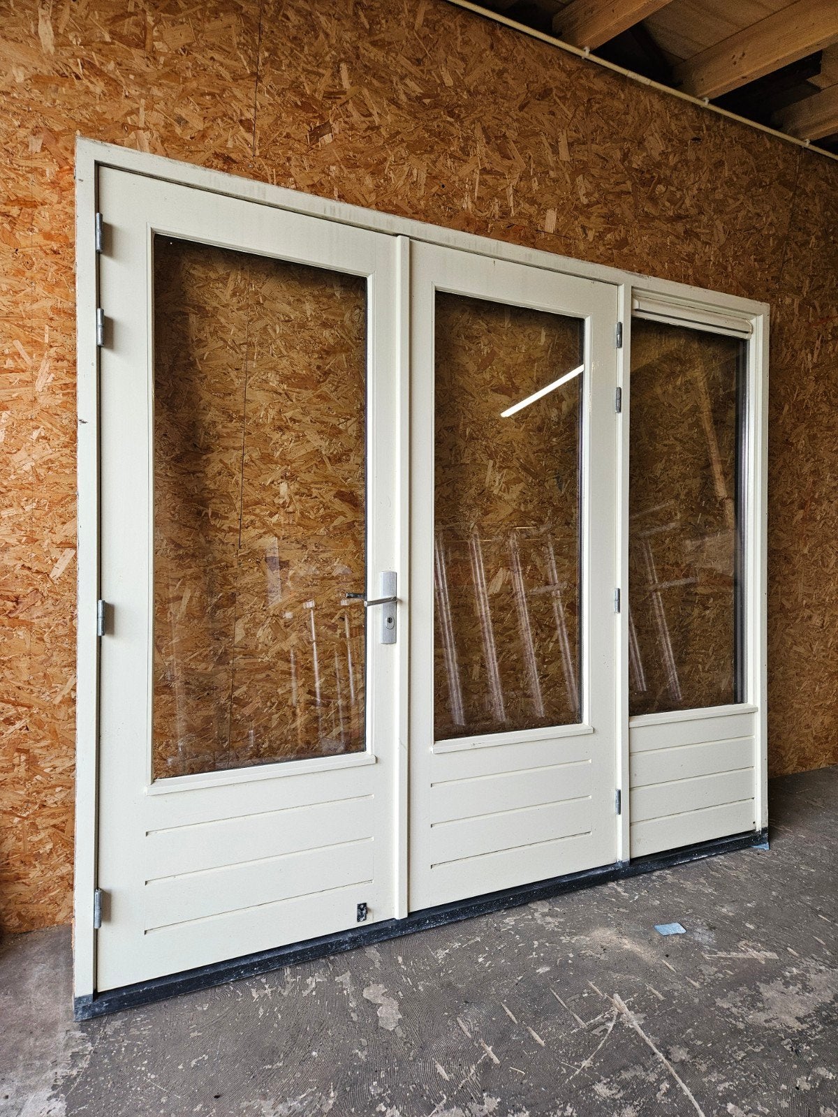 Meranti dubbele deuren kozijn HR++ DTS dorpel 3 puntsluiting, Ophalen, Gebruikt, Deurkozijn, 225 cm of meer