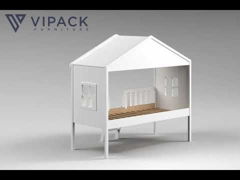 Huisbed met ladder - 90x200 - Wit, Niet ingevuld, Niet ingevuld, Niet ingevuld