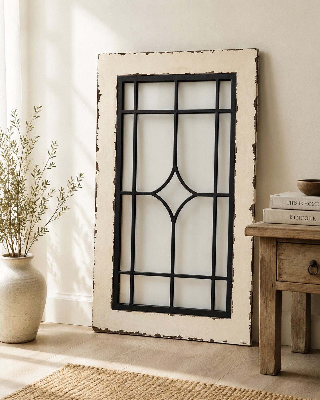 Raamdecoratie / raamscherm - glas in lood (look a like), Kunststof, Ophalen of Verzenden, Wit, Landelijk