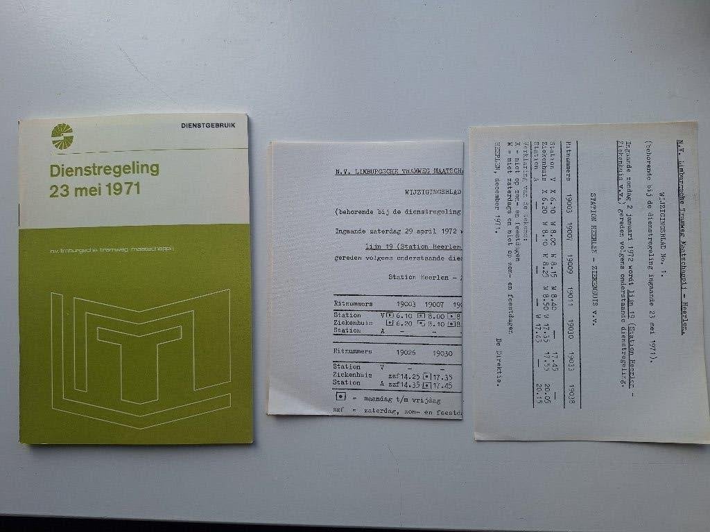 LTM HEERLEN DIENSTREGELING INGAANDE - 23 MEI 1971, Ophalen of Verzenden, Gebruikt, Bus of Metro, Boek of Tijdschrift