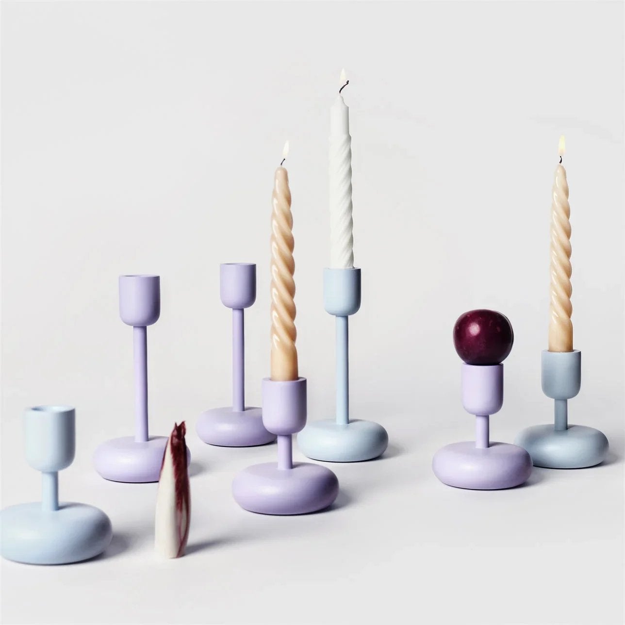 Iittala Nappula kandelaar - Lavendel - 2 stuks, Verzenden, Paars, Zo goed als nieuw, Metaal