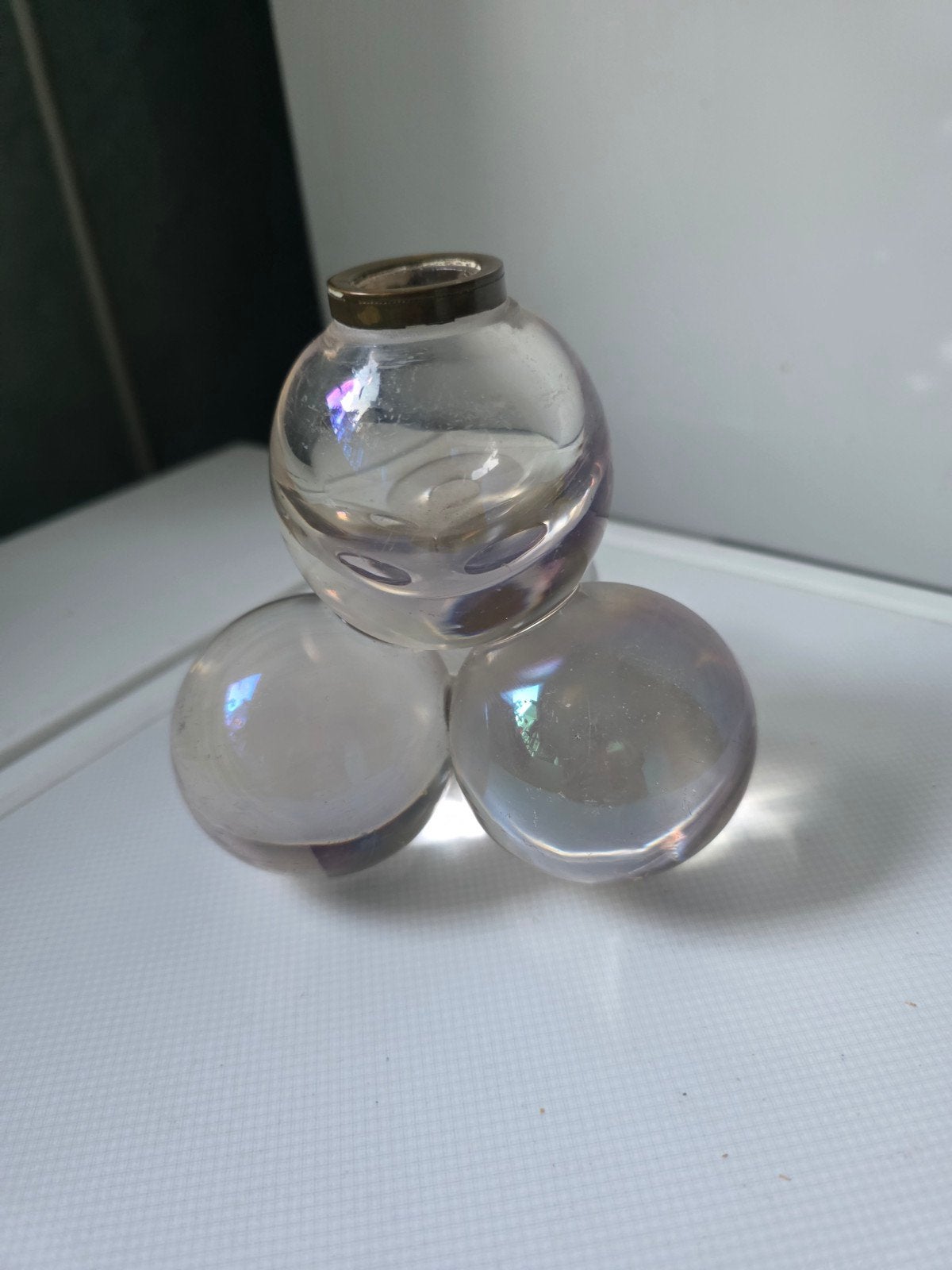Antieke Harrach inktpot zonder deksel, iriserend glas, Antiek en Kunst, Ophalen of Verzenden