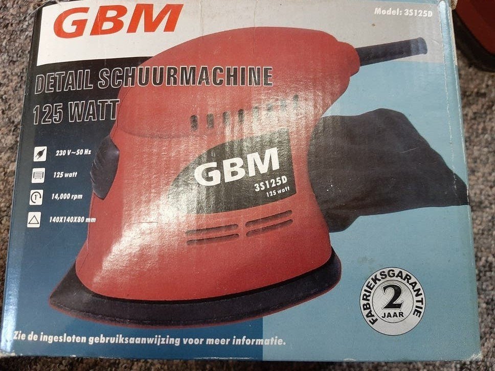 GBM 3S125D Detailschuurmachine 125 Watt, Ophalen of Verzenden, Gebruikt, Minder dan 600 watt, Overige typen