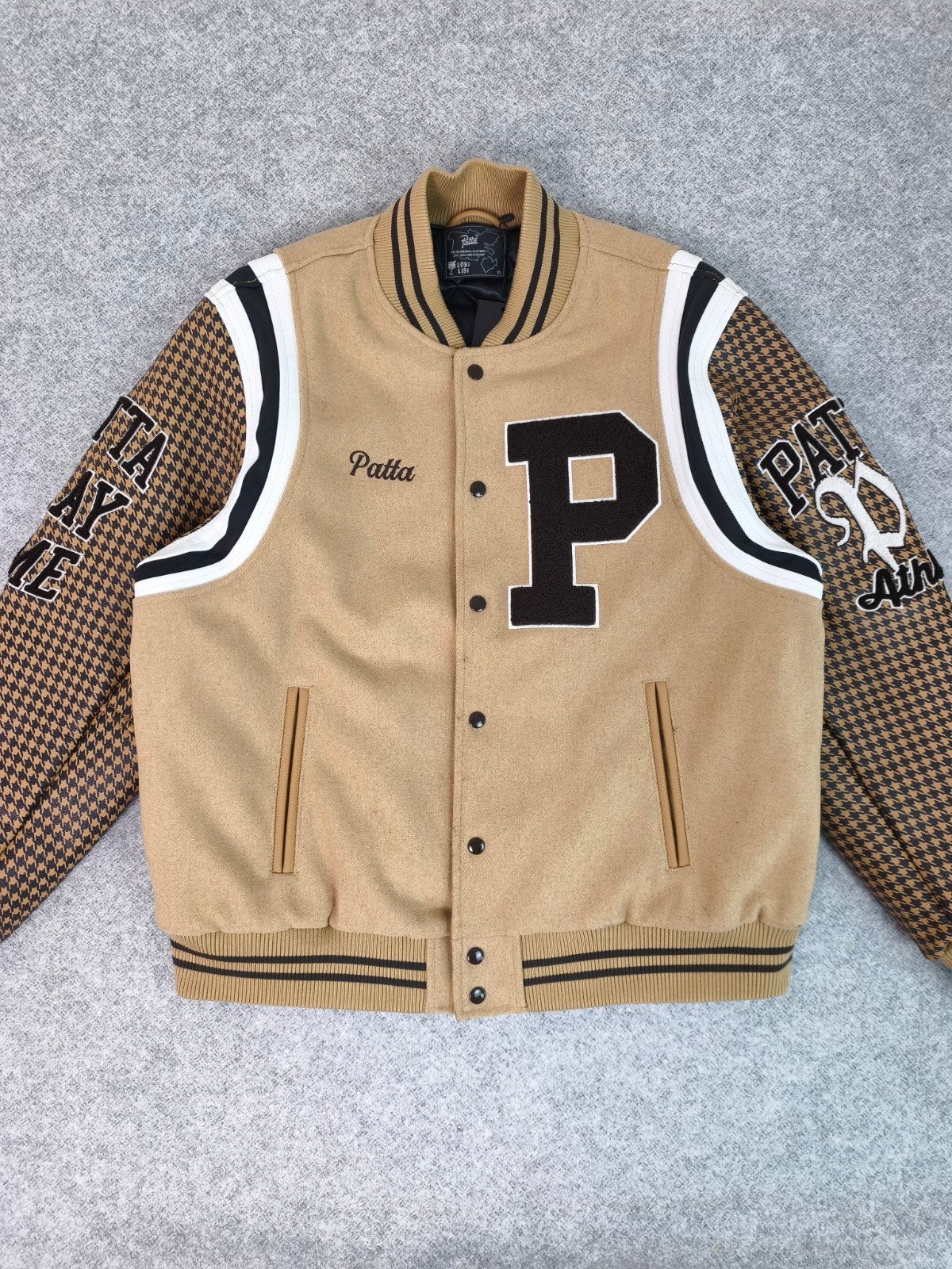 Patta Athletic P Houndstooth Varsity Jacket XL, Beige, Ophalen of Verzenden, Patta, Maat 56/58 (XL)