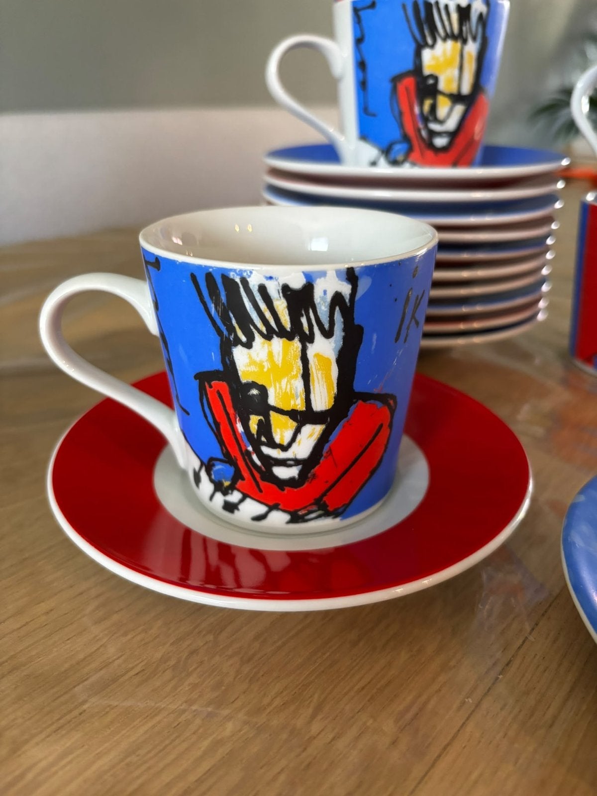 Herman Brood kopjes en schotels - set van 6, Ophalen, Overige merken, Keramiek, Zo goed als nieuw