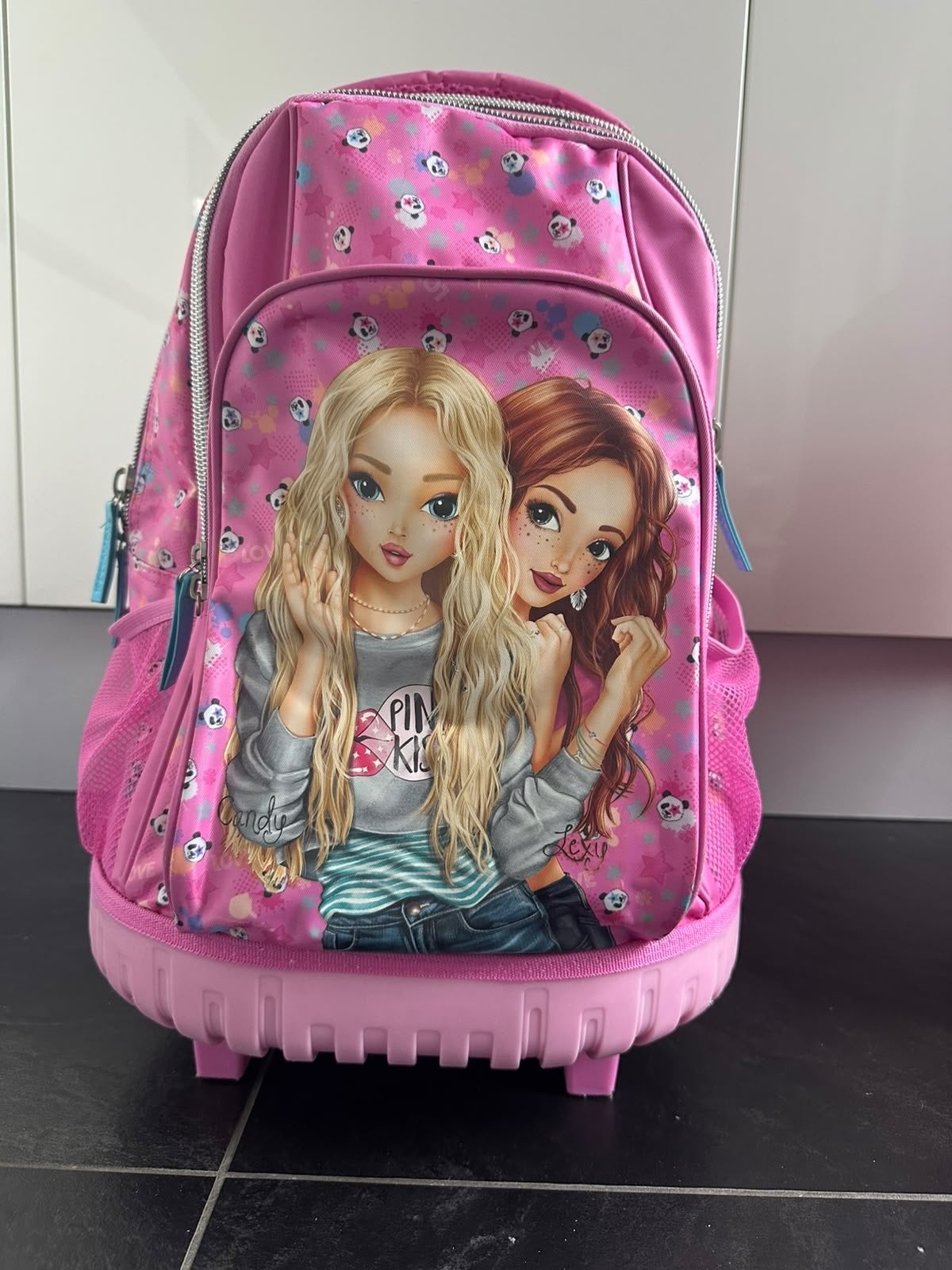Topmodel Trolley Rugzak Roze met Meisjesprint, Gebruikt, 25 tot 40 cm, Ophalen, Overige merken