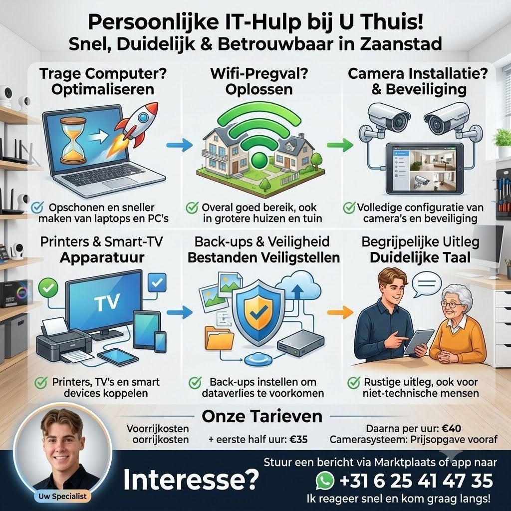 IT-hulp aan huis | Computers, laptops, wifi & camerasystemen, Ophalen