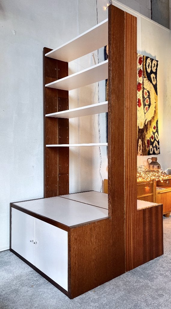 mid century stijl wandmeubel room divider hout wit, Ophalen, -, 200 cm of meer, 75 cm of meer