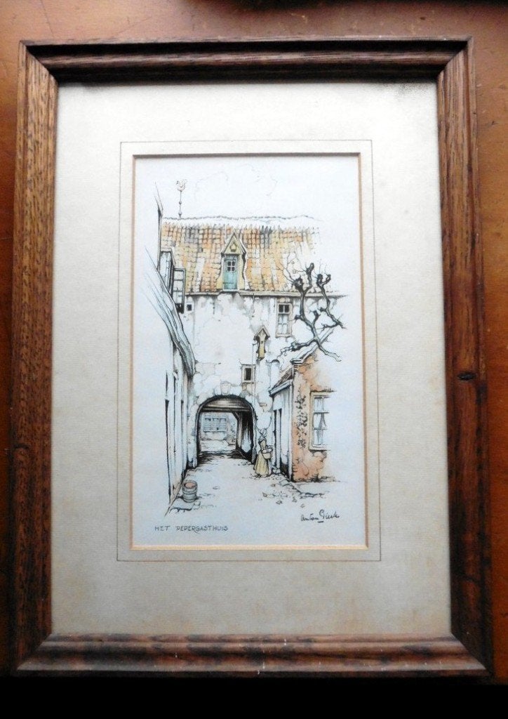 Anton Pieck prenten, Ophalen of Verzenden, Ingelijst