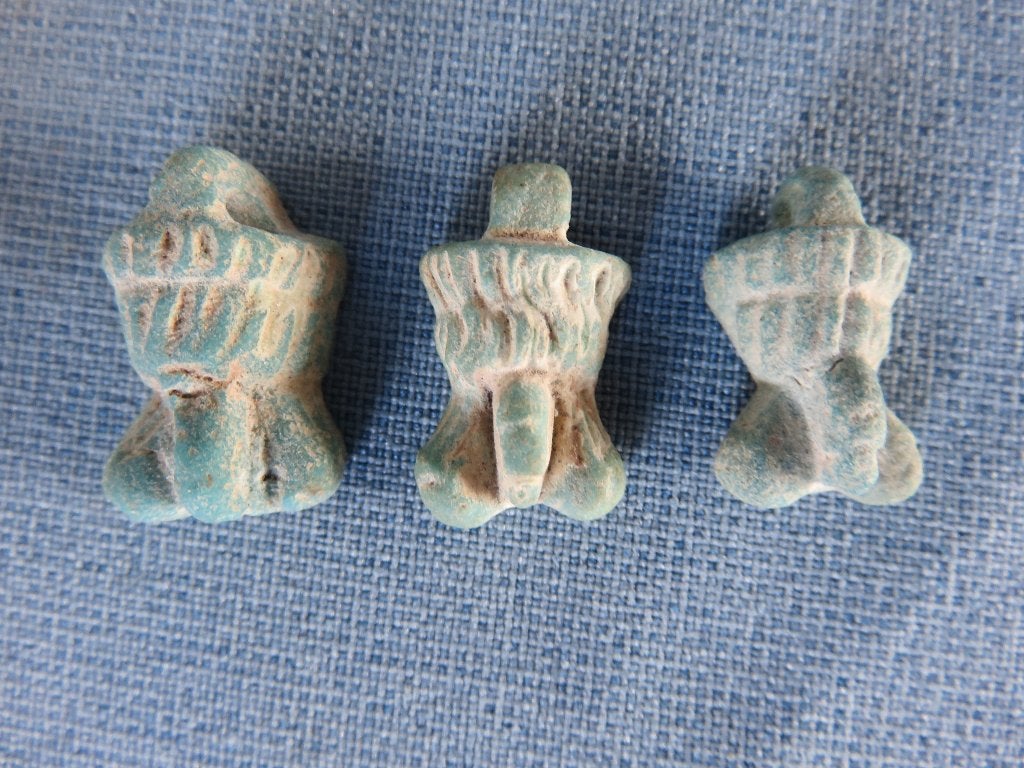 Egyptische rijk - fallus amuletten - faience - ca. 500 B.C., Ophalen of Verzenden