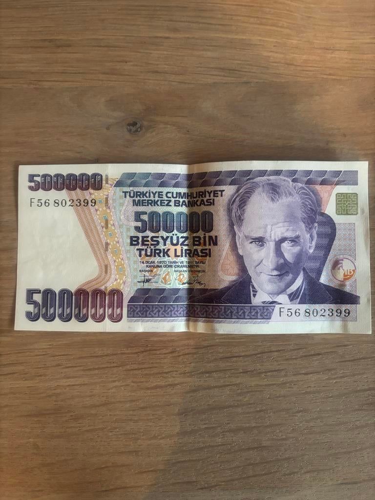 Puntgaaf Turks 500000 lire biljet, Ophalen of Verzenden, Overige landen, Los biljet